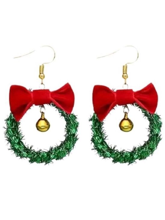 Jewelry - NEW Christmas Wreath Holiday Earrings in green, red, silver gold French hook